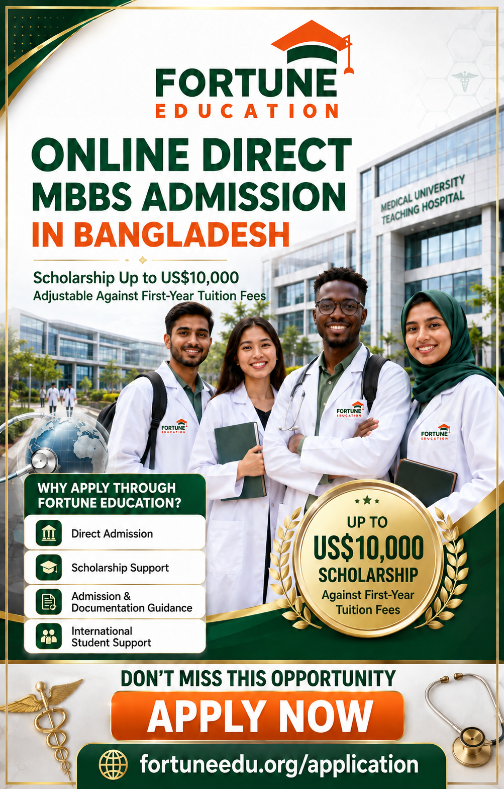 SchMBolarship, Hostel & Student Support Included for International Students